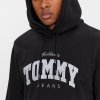 Bluza Tommy Jeans męska czarna kangurka z kapturem